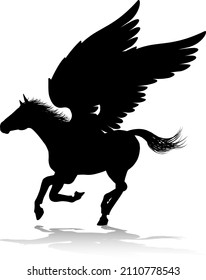 A Pegasus silhouette mythological winged horse graphic