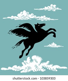 Pegasus silhouette on the sky