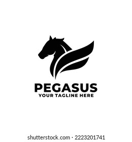 Vector de diseño simple de logotipo plano pegasus