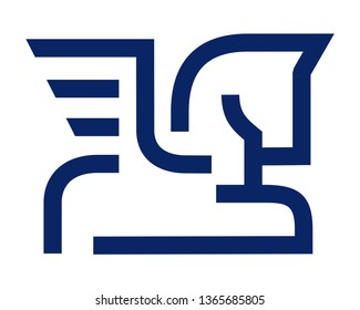 Pegasus simple line design suitable for icons, logos, symbols and more