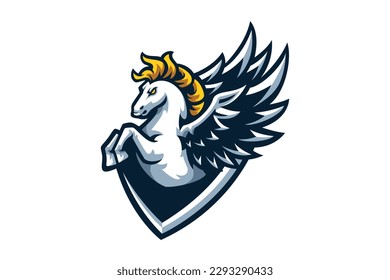 Pegasus sport logo mascot cartoon illustration vector