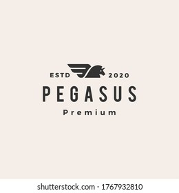 pegasus unicorn horse hipster vintage logo vector icon illustration	