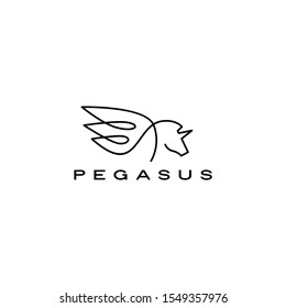 pegasus unicorn horse wing logo vector icon illustration	
