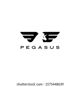 pegasus unicorn horse wing logo vector icon illustration