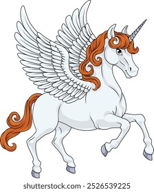 Pegasus Caballo de unicornio con alas y cuerno animal mitológico de la ilustración del mito griego