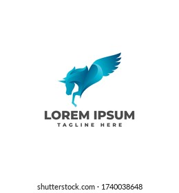 Pegasus Unicorn Modern Gradient Logo Vector Icon Illustration