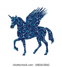 Pegasus Unicorn pattern silhouette mythology symbol fantasy tale