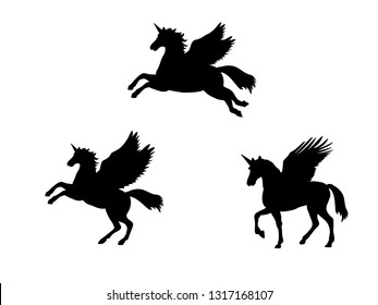 Pegasus Unicorn silhouette mythology symbol fantasy tale