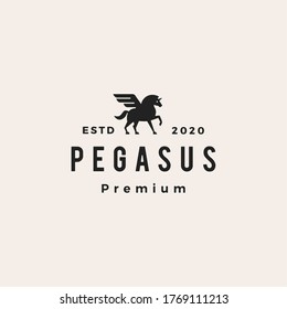 pegasus unicorn wing hipster vintage logo vector icon illustration	