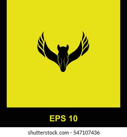 Pegasus vector black icon. Isolated illustration. Business picture.