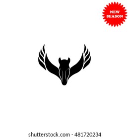 Pegasus vector icon isolated on white background.