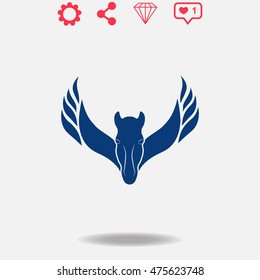 Pegasus vector icon on grey background.
