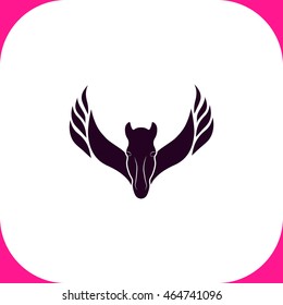 Pegasus vector icon on white background.