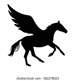 Pegasus vector symbol. Black on white