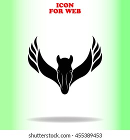 Pegasus web icon. Black illustration on white background
