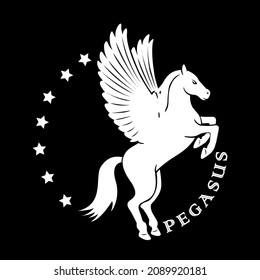 pegasus white horse logo vector illustration