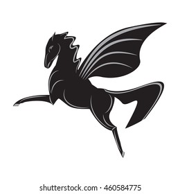 Pegasus a winged horse black silhouette isolated art abstract modern creative illustration white background vector