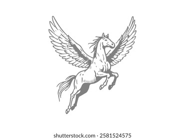 Pegasus winged horse hand drawn sketch vector