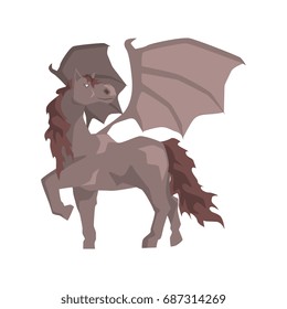 Pegasus winged horse, mythical and fantastic animal vector Illustration