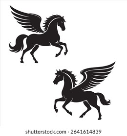 Pegasus Winged Horse Silhouette Vector – Mythical Flying Horse Illustration

