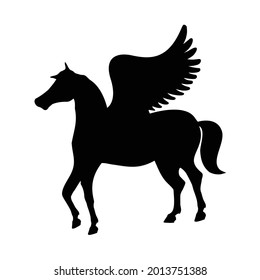 PEGASUS, A Winged horse symbol logo icon. Isolated on white background. Scalable and editable vector illustration EPS 10.