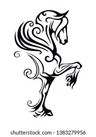 Pegasus winged horse. Vector Image of Pegasus in Tribal Style.