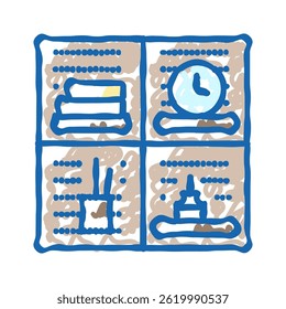 pegboard kid bedroom doodle icon sketch vector. pegboard kid bedroom sign. isolated symbol illustration