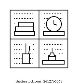 pegboard kid bedroom line icon vector. pegboard kid bedroom sign. isolated contour symbol black illustration