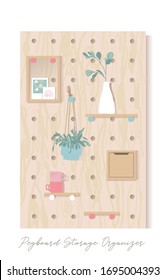 Organizador de pegatinas, estante de tablero de madera contrachapada. El Hogar Organizado. Almacenamiento, estantes y estacas. Decoración casera. Diseño interior. 