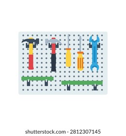 Pegboard organizer wall with assorted hand tools do it yourself pegboard workshop organizer hardware maintenance