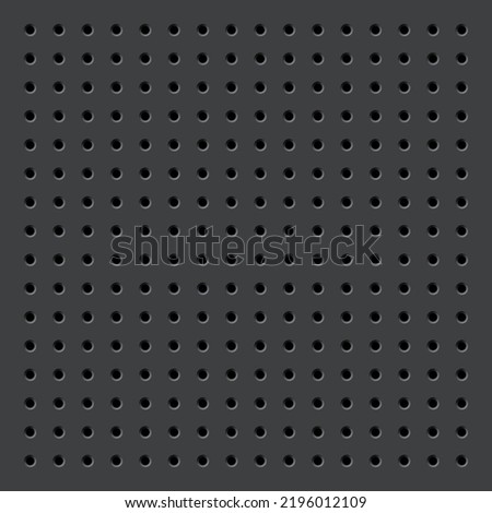 Pegboard or perforated metallic hardboard. Board with spaced holes. Aluminum or steel textured gridwall. Seamless pattern background. Tool organizer in garage workshop vector wallpaper illustration. Foto stock © 