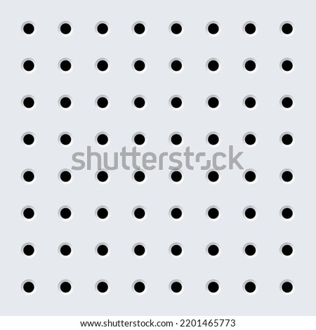 Pegboard or perforated metallic hardboard. Board with spaced holes. Aluminum or steel textured gridwall. Seamless pattern background. Tool organizer in garage workshop vector wallpaper illustration.