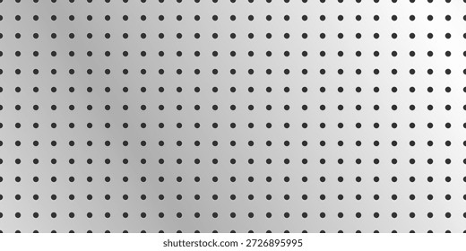 Pegboard perforierte Metallhartplatte Textur Hintergrund mit beabstandeten Löchern. Strukturierte Gitterwand aus Aluminium oder Stahl für Bankwerkzeug