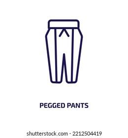 Pegged Pants Icon From Clothes Collection. Thin Linear Pegged Pants, Dress, Pants Outline Icon Isolated On White Background. Line Vector Pegged Pants Sign, Symbol For Web And Mobile