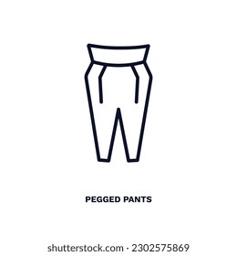 pegged pants icon. Thin line pegged pants icon from clothes and outfit collection. Outline vector isolated on white background. Editable pegged pants symbol can be used web and mobile