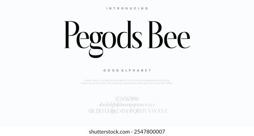 Pegods Bee abstrato Moda alfabeto fonte. Tipografia fonte maiúscula minúscula e número. ilustração vetorial