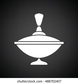 Peg-Top ico. Black background with white. Vector illustration.