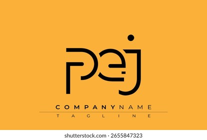 PEJ abstraktes Buchstabendesign. Modernes Business-Logo-Design mit abstrakter Typografie und zeitgenössischem Stil