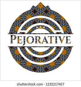 Pejorative arabic emblem background. Arabesque decoration.