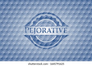 Insignia hexágona azul eyorativa. Ilustración vectorial. Detallado.