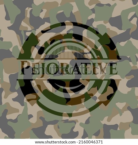Pejorative on camouflaged texture. Vector Illustration. Detailed. 