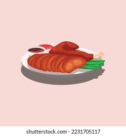 Peking Duck background. Design with cartoon style. Vector design illustration.