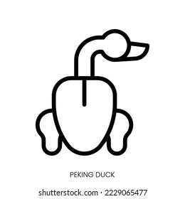 Peking Ente Symbol. Line Art Design einzeln auf weißem Hintergrund