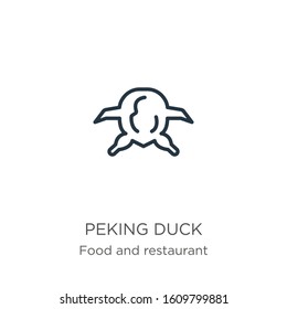 Peking duck icon. Thin linear peking duck outline icon isolated on white background from food and restaurant collection. Line vector sign, symbol for web and mobile