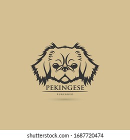 Pekingese dog face -  isolated vector illustration
