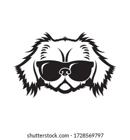 Pekingese dog face - isolated vector illustration