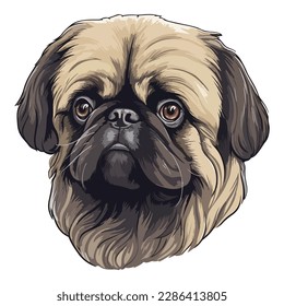 Pekingese Dog Flat Icon Isolated On White Background