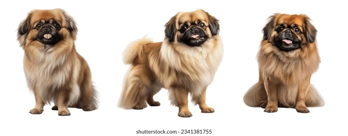Pekingese Dog full body vector set