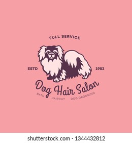 Pekingese dog logo design template. Vector illustration.