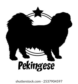 Pekingese perro silueta, perro, razas de perro, logotipo, Vector, silueta, diseño de logotipo, animal, ilustración, icono, signo, diseño, negro, símbolo, mascota